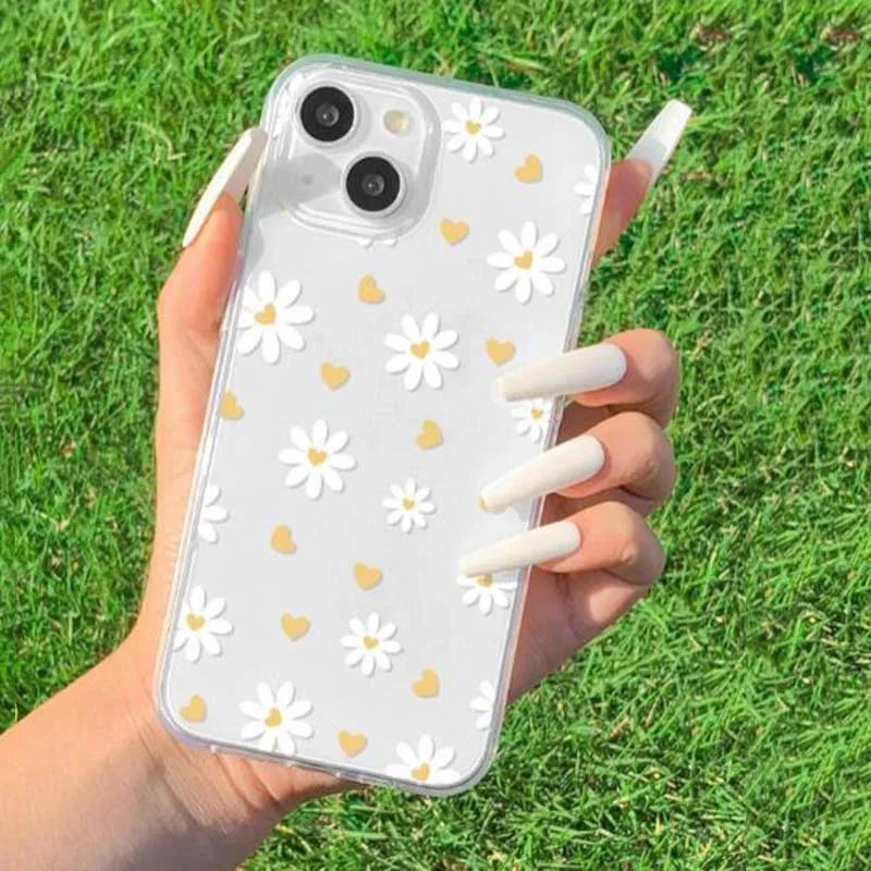 Flower Phone Case For Samsung Galaxy S24 Ultra S23 FE S20 S21 S22 Plus A54 5G A55 A35 A25 A14 A15 A24 A34 Clear Silicone Cases