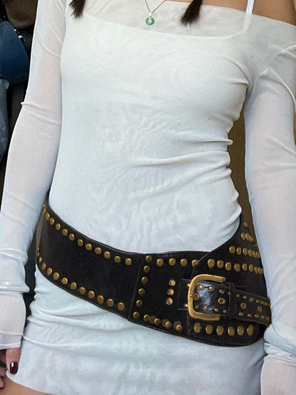 fashion Retro Fashion Aesthetic PU Belts Vintage Solid Chic Streetwear Casual Belts 90s Y2k Rock Adjustable Accessories