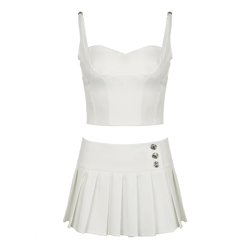 fashion Sexy Chic Vintage Slim Sport Suit Zip Metal Beads Casual Streetwear Hottie Korea Set Bodycon Solid Fashion Twinset