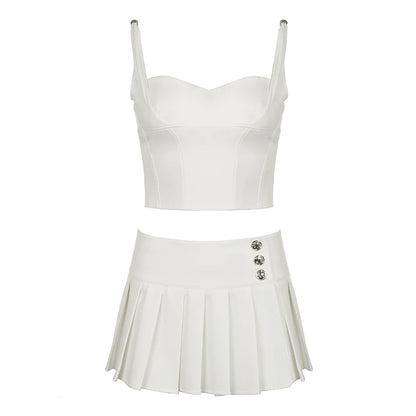 fashion Sexy Chic Vintage Slim Sport Suit Zip Metal Beads Casual Streetwear Hottie Korea Set Bodycon Solid Fashion Twinset