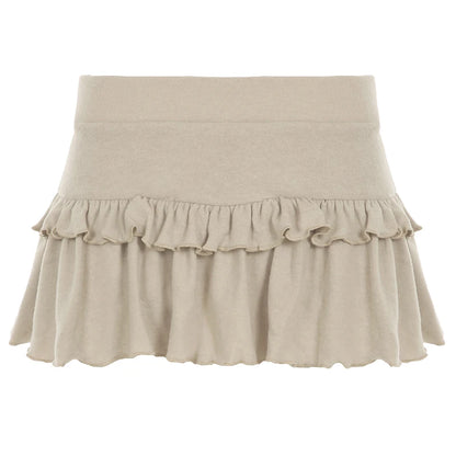 fashion Knitted Stringy Selvedge Short Skirts Vintage Chic Basic Streetwear Sexy Elastic Clothes Fashion Solid Bottoms