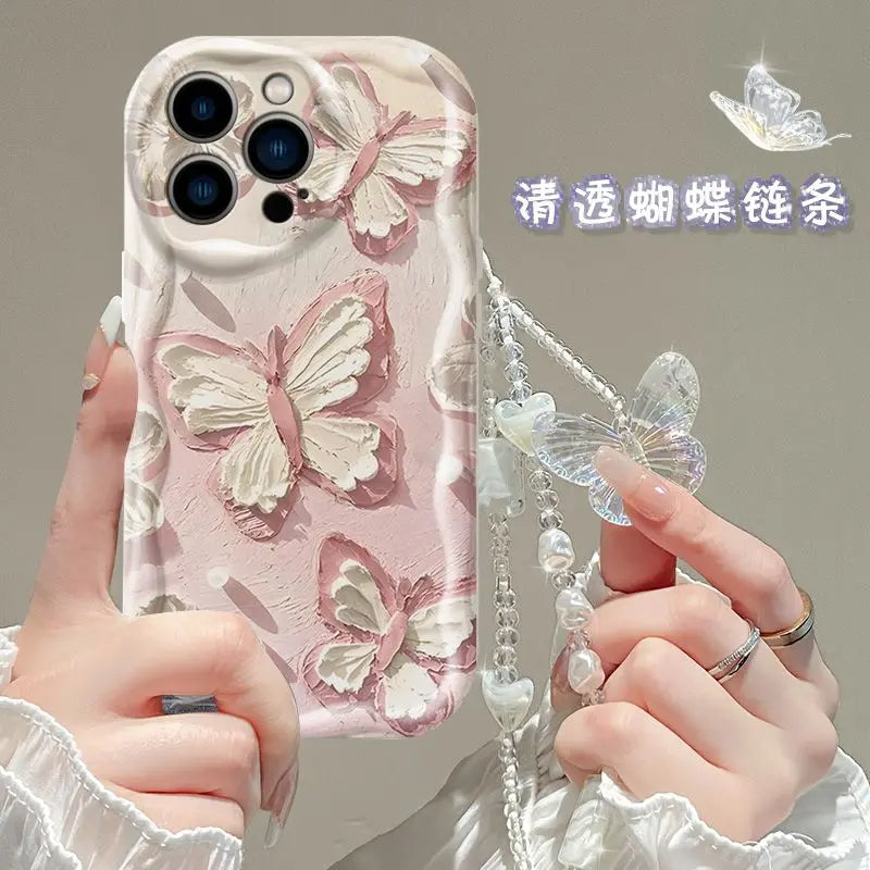 Pink Bow Butterfly Charm Case For Samsung Galaxy A56 A55 5G A15 A54 A16 A17 A07 A35 A26 A36 S25 S24 Ultra S23 FE S22 S21 Plus