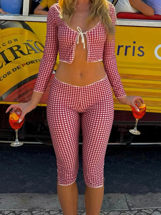 fashion Sexy Lace Patchwork Suit Long Sleeve Casual Korean Pink Slim Clothings Street Style Fashion Bow Two-piece Suit