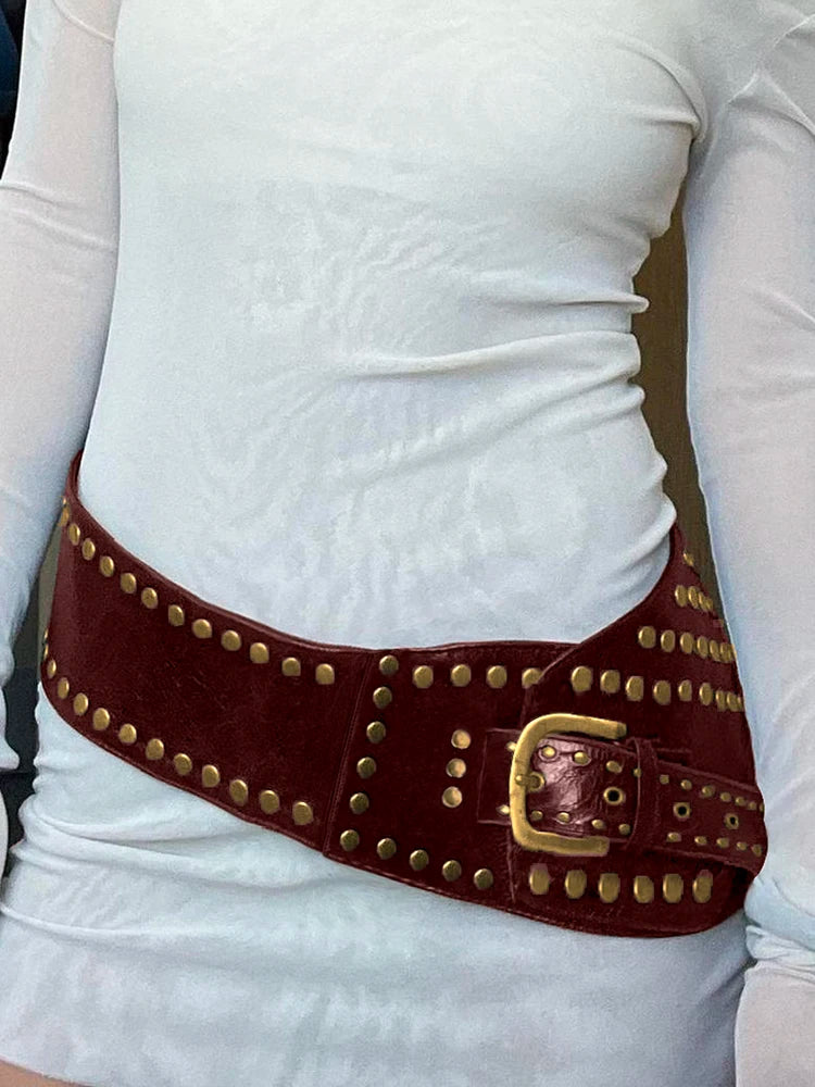 fashion Retro Fashion Aesthetic PU Belts Vintage Solid Chic Streetwear Casual Belts 90s Y2k Rock Adjustable Accessories