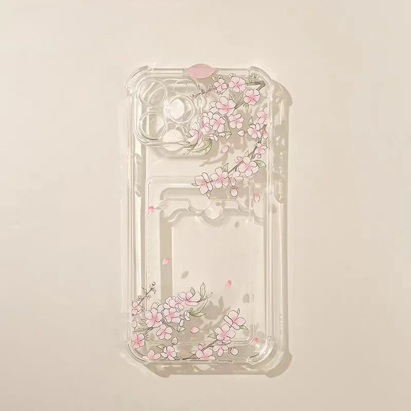 For Xiaomi Redmi Note 13 14 Pro Plus 12 11 10 Pro 12S 11S 9S 13C 12C 10C 9C 9A A2 A1 Clear TPU Flower Photo Card Holder Case