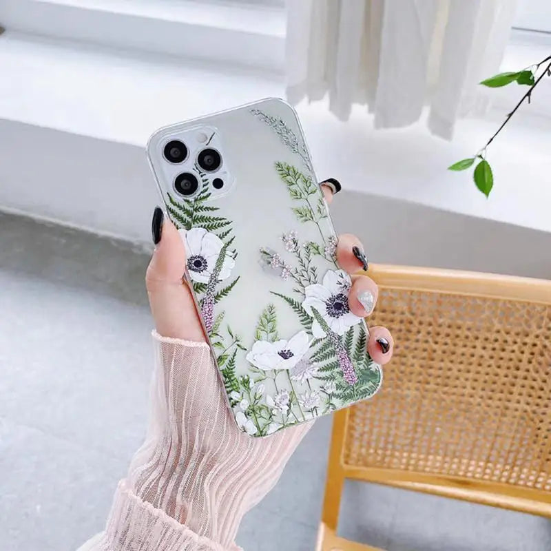 Flower Phone Case For Samsung Galaxy S24 Ultra S23 FE S20 S21 S22 Plus A54 5G A55 A35 A25 A14 A15 A24 A34 Clear Silicone Cases