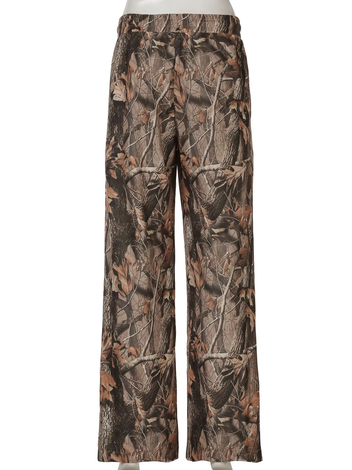 fashionBranch Leaf Print Pants Knitted Elastic Vintage Chic Casual Outfits Basic Streetwear Fashion All-match Bottom