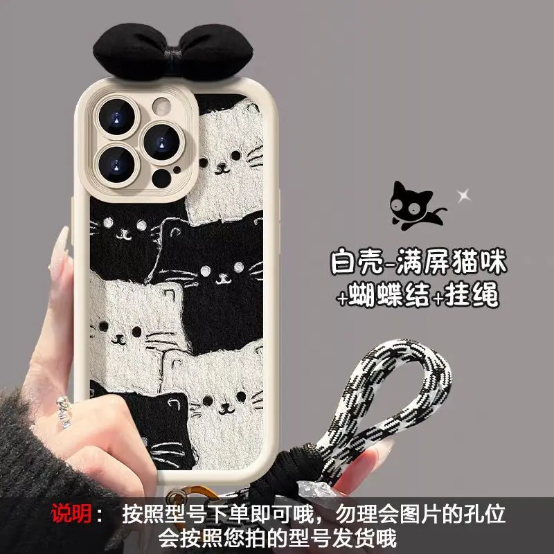 Cat Lanyard Case For Motorola Edge 50 Pro 60 Fusion 40 NEO 5G E14 G84 G60 G22 G32 G52 G30 G53 G15 G24 G05 G34 G75 G85 G54 G14