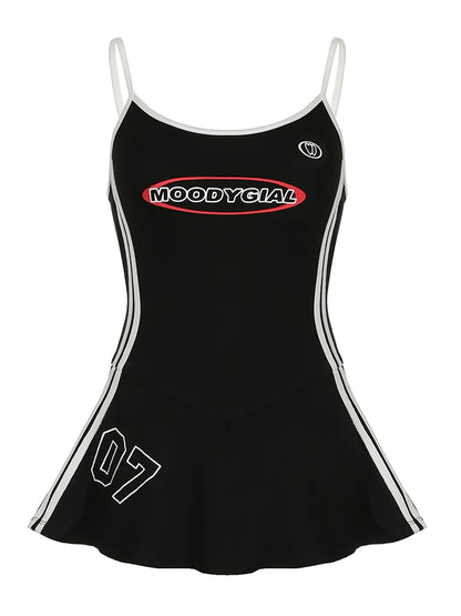 fashion New Sporty Leisure Mini Dress Sexy Preppy Style Letter Print Backless Outfits Casual Fashion Chic Y2K Women Cloth