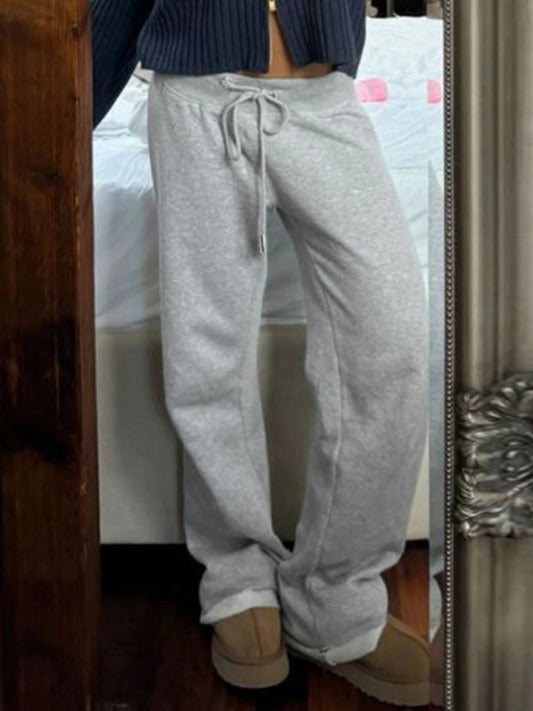 fashion Solid Streetwear Joggers Sweatpants for Women Lace-up 90s Fashion Straight Pants Casual Y2K Aesthetic Cute Bottoms