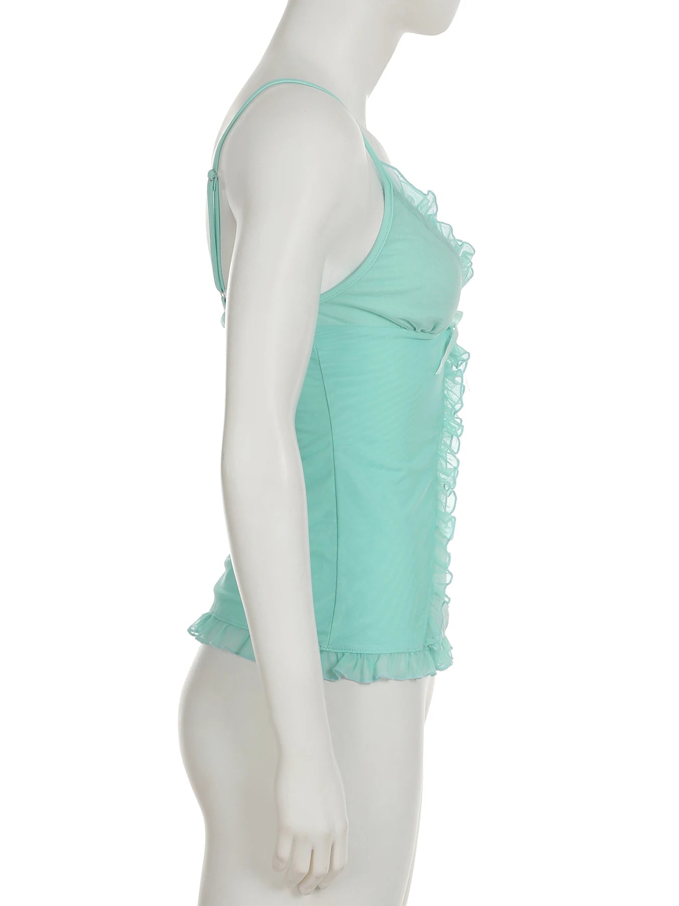 fashionV-neck Mesh Bow Sexy Camisole Chic Summer Sleeveless Chic Vintage Bodycon Bustiers Off Shoulder Hottie 90s Top