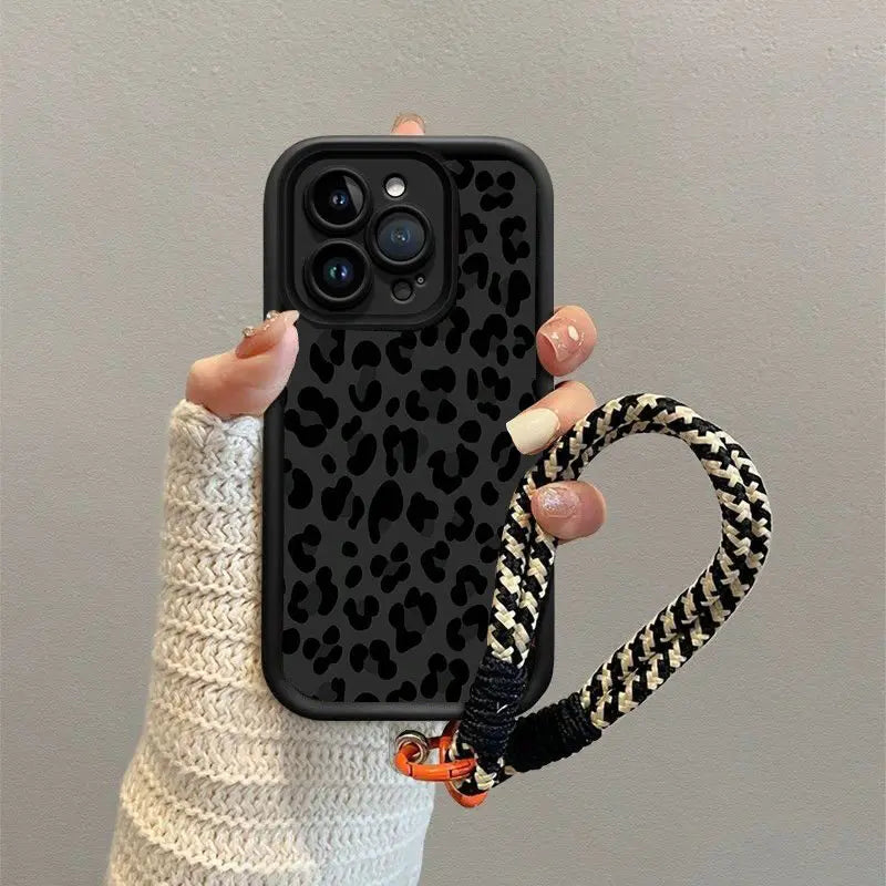 Leopard Print Hang Strap Phone Case For Xiaomi Redmi Note 13 Pro Plus 12 11 10 12S 11S 10S 9S 8 9 14C 13C 12C 10C 9A 9C Cover