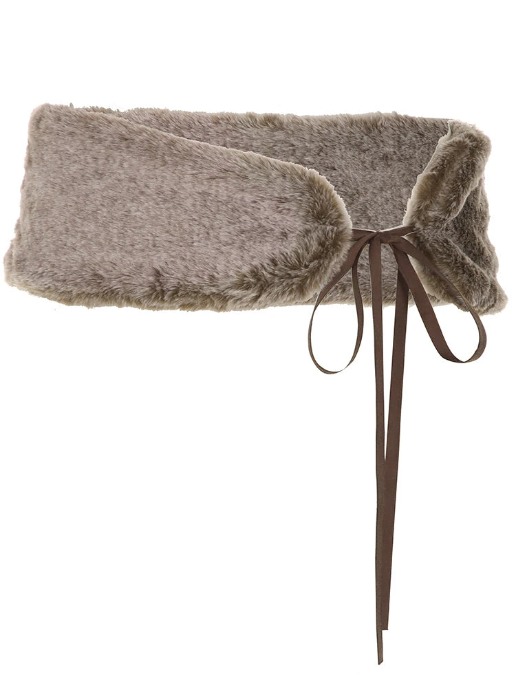 fashionLow Waisted Mini Leather Shorts Vintage Chic Furry Belts Casual Y2K Aesthetic Fashion Elastic Waist Bottoms