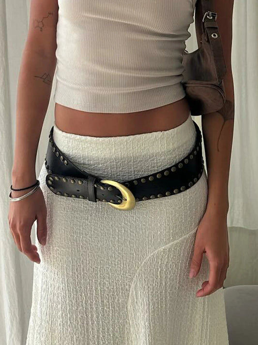 fashionVintage Chic Adjustable PU Accessorie Fashion Korean Aesthetic Sashes Accessories Casual Metal Button Belts