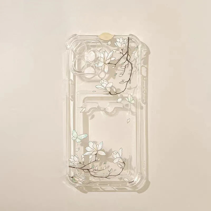 For Xiaomi Redmi Note 13 14 Pro Plus 12 11 10 Pro 12S 11S 9S 13C 12C 10C 9C 9A A2 A1 Clear TPU Flower Photo Card Holder Case