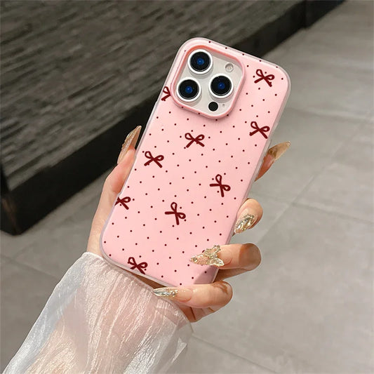 Cute Polka Dot Bow Phone Case For Samsung Galaxy S25 Edge S24 Ultra S23 Plus A56 5G A17 A07 A16 A26 A36 A06 A15 A35 A54 A34 A52