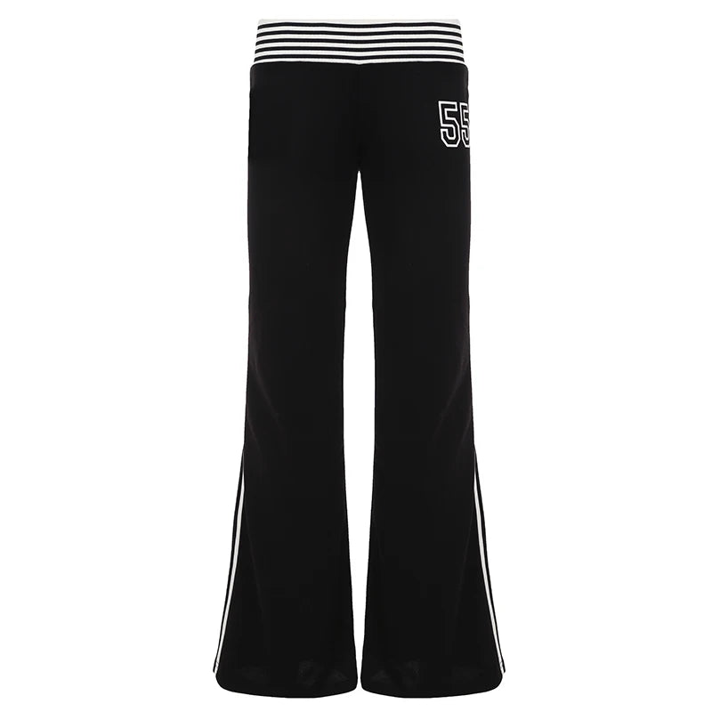 fashionStreak Basic Aesthetic Casual Pants Slim Low Waisted Fashion Streetwear Trousers Letter Elastic All-match Bottoms