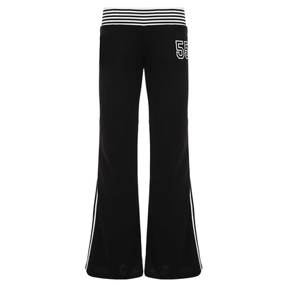 fashionStreak Basic Aesthetic Casual Pants Slim Low Waisted Fashion Streetwear Trousers Letter Elastic All-match Bottoms
