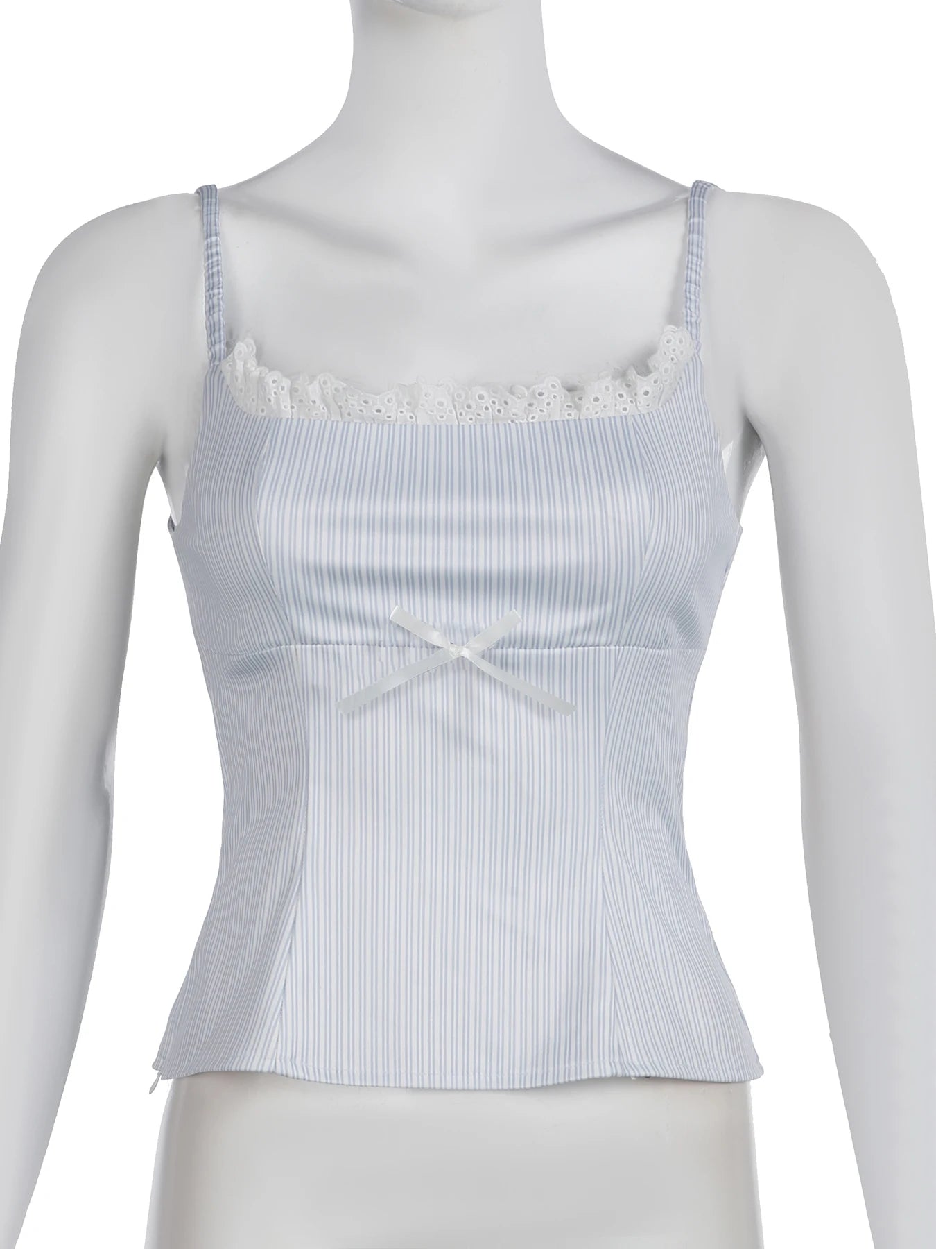 fashion Lace Patchwork Slim Stripe Camisole Sexy Chic Sweet Sweetwear Bodycon Bustiers All-match Vintage Y2k Tops