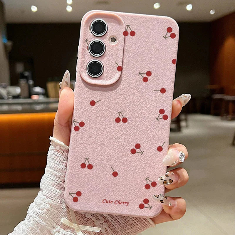 Phone Case For Xiaomi Redmi Note 14 13 12 Pro Plus Redmi A5 A3 14C Cover Cute Cherry Flower Lichee Pattern Full Protection Skin