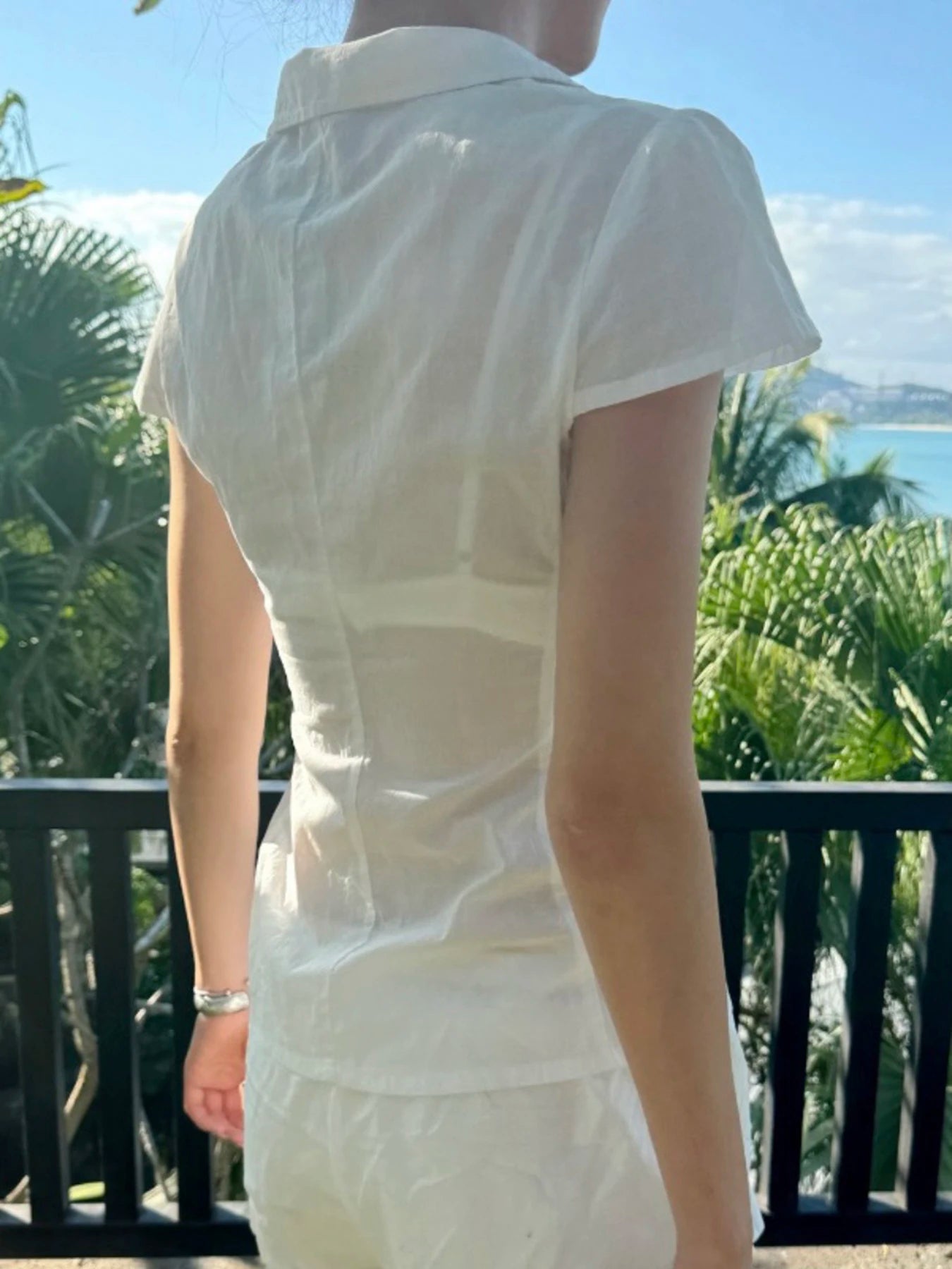 fashion Solid Lapel Button White Blouses Slim Classic Fashion Streetwear All-match Patchwork Tops Chic 90s Vintage Clothes