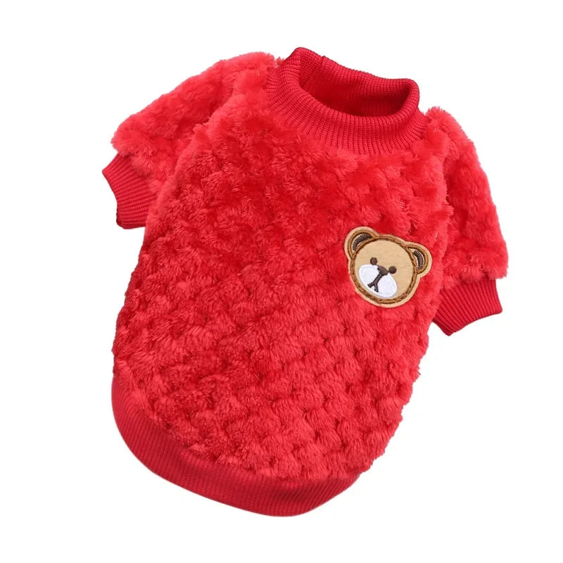 Bear Embroidery Pet Dog Vest Winter Warm Dog Clothes for Small Dogs Plush Puppy Cat Coat Yorkies Chihuahua Shih Tzu Pug Outfits