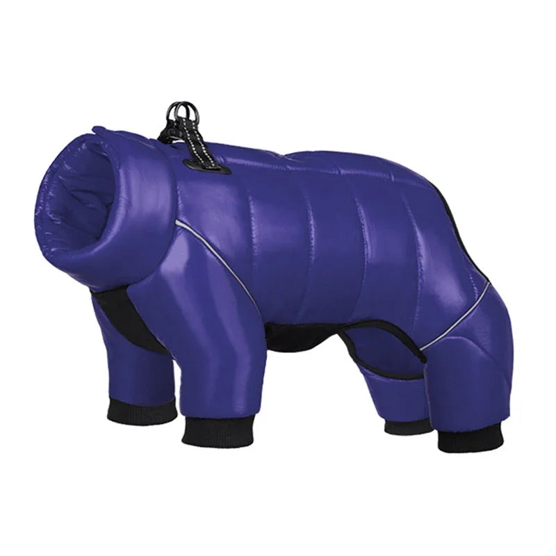 Winter Dog Down Jacket Waterproof Dog Clothes for Small Dogs Build-in Collar Puppy Jumpsuit Reflective Pet Coat French Bulldog