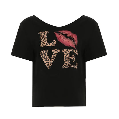 fashionCasual Sexy Crewneck Cropped Tops Slim Streetwear Summer Elastic Vintage Tees Short Sleeved Y2k Punk Clothings