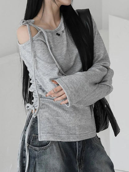 fashionSkew Collar Solid Loose T-shirt Basic Vintage Streetwear Korea Casual Fashion Clothings Elastic 90s Elegant Tops