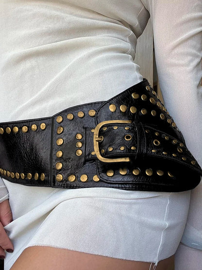 fashion Retro Fashion Aesthetic PU Belts Vintage Solid Chic Streetwear Casual Belts 90s Y2k Rock Adjustable Accessories