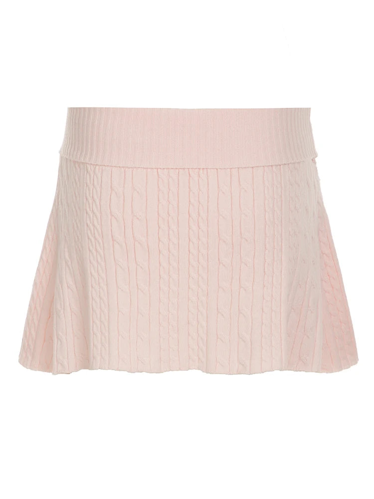 fashion Sexy Pleated Preppy Style Skirt for Women Y2K Aesthetic Low Waisted Slim Pink Outfits Vintage Casual Cute Bottoms