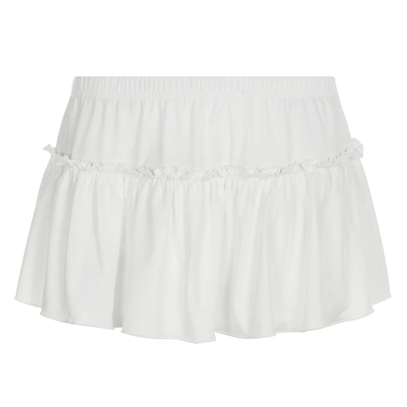 fashionSolid Slim Basic Casual Short Skirt  All-match Sexy Classic Hottie Vintage 90s Clothings Streetwear Y2k Bottoms