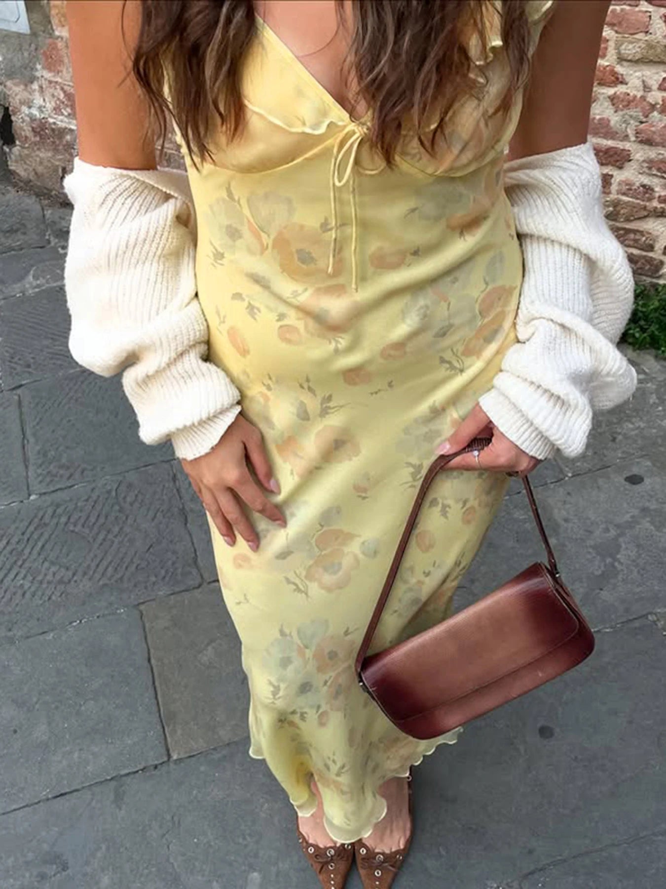 fashion Floral Print Ruffles Dresses Sexy Printed Fish Tail Party Dress Summer Chic Harajuku Vacation Long Outfits