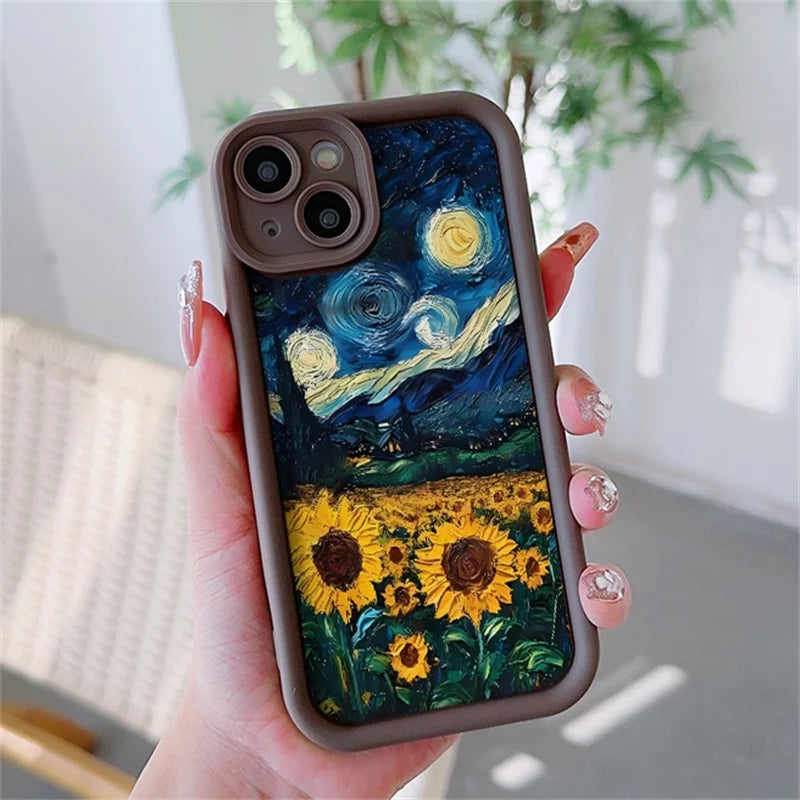 Case for Motorola Moto Edge 50 Pro 60 Fusion 40 NEO G84 G54 G75 G35 G85 5G G32 G52 G60 Silicone INS Starry Sky Sunflowers Cover