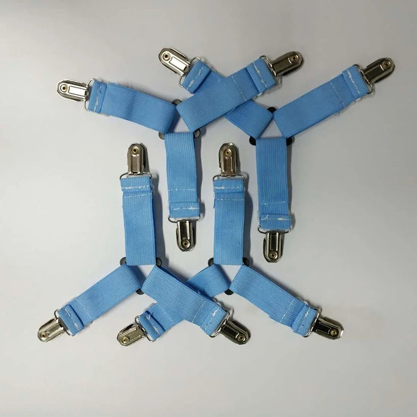 4Pcs/Set Elastic Bed Sheet Grippers Belt Fastener Bed Sheet Clips Mattress Cover Blankets Quilt Holder Textiles Organize Gadgets