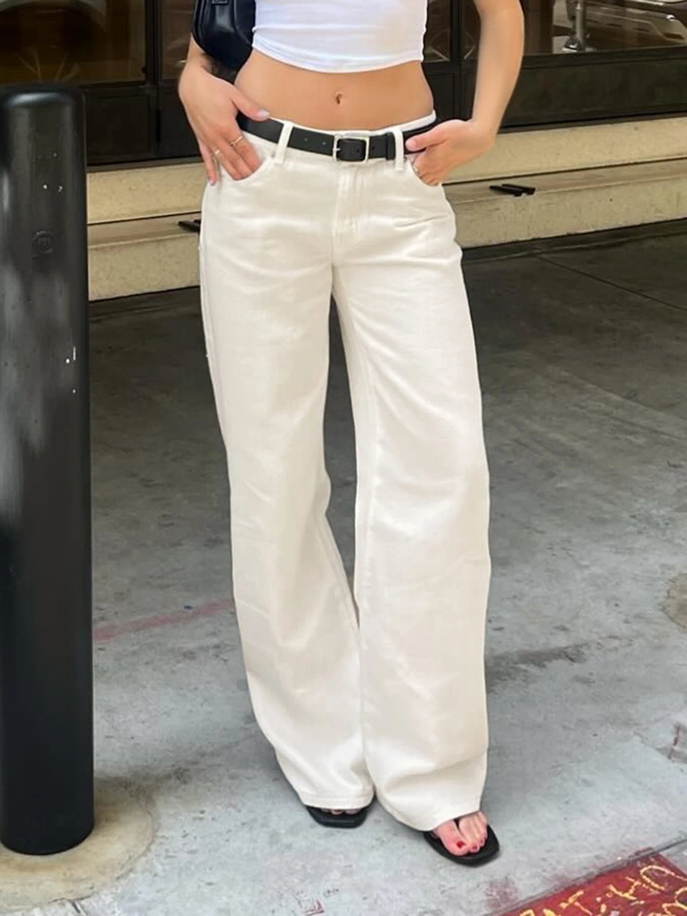 fashion Basic Aesthetic Casual Slim Denim Pants Low Waisted Fashion Y2K Jeans Streetwear Harajuku Pockets Cotton Bottoms