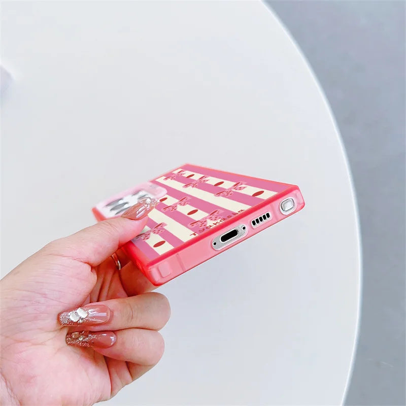 Cute Pink Stripe Bowknot Phone Case For Huawei Honor 400 200 Magic 7 Lite 90 5G 5 Pro 70 50 X6B X9B X7B X8A X7A X9A X9 Laser IMD