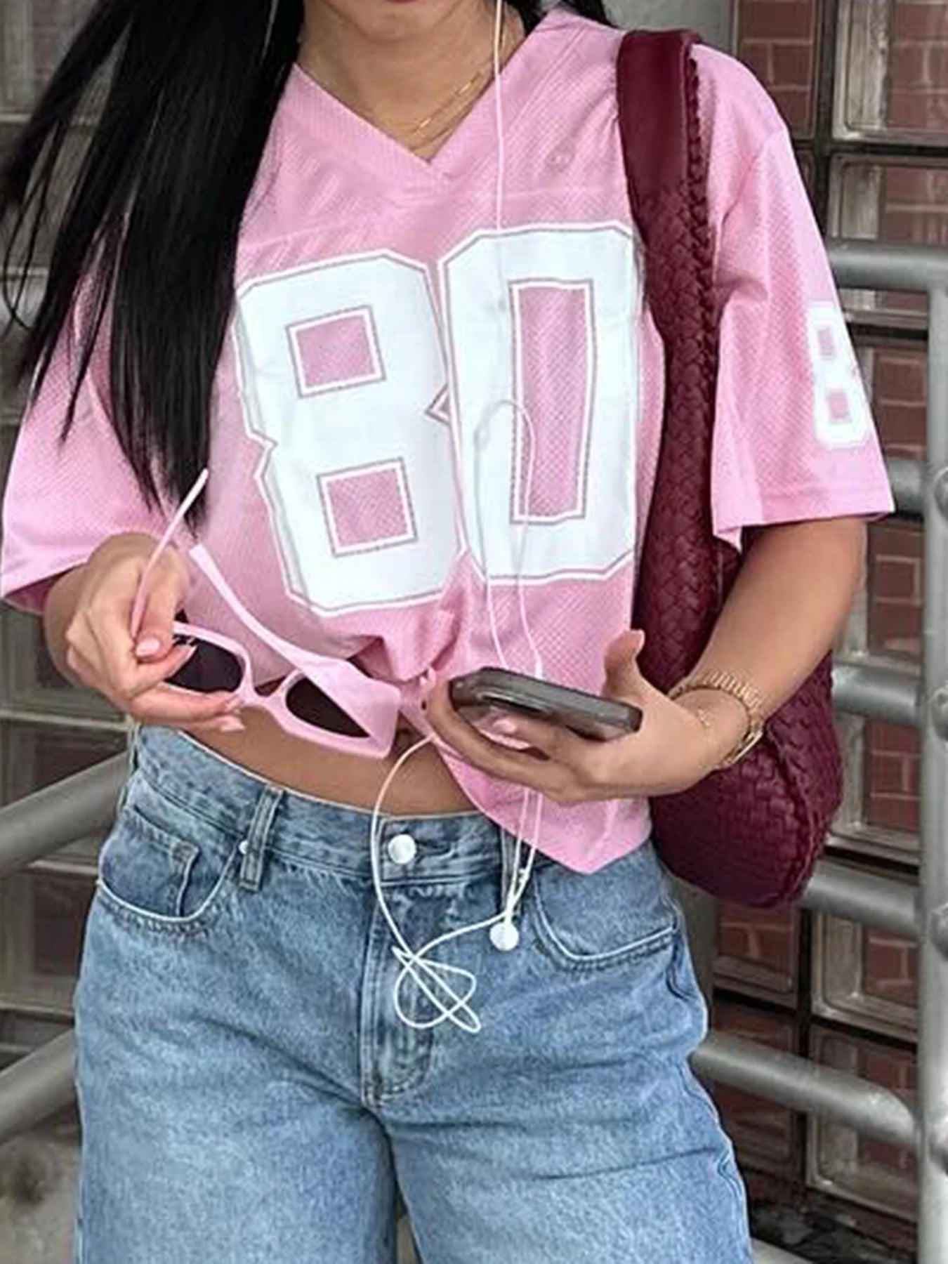 fashion Digital Print Loose Tee Shirts V-neck Streetwear Oversized Women's Outfits Short Sleeves Fashion Aesthetic Cloth