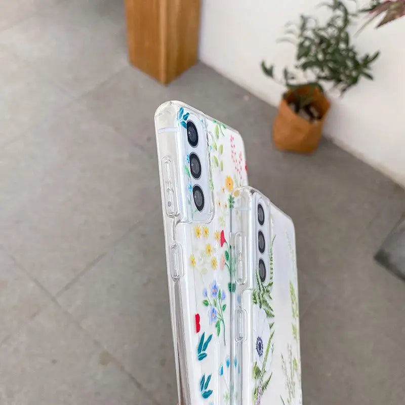 Flower Phone Case For Samsung Galaxy S24 Ultra S23 FE S20 S21 S22 Plus A54 5G A55 A35 A25 A14 A15 A24 A34 Clear Silicone Cases