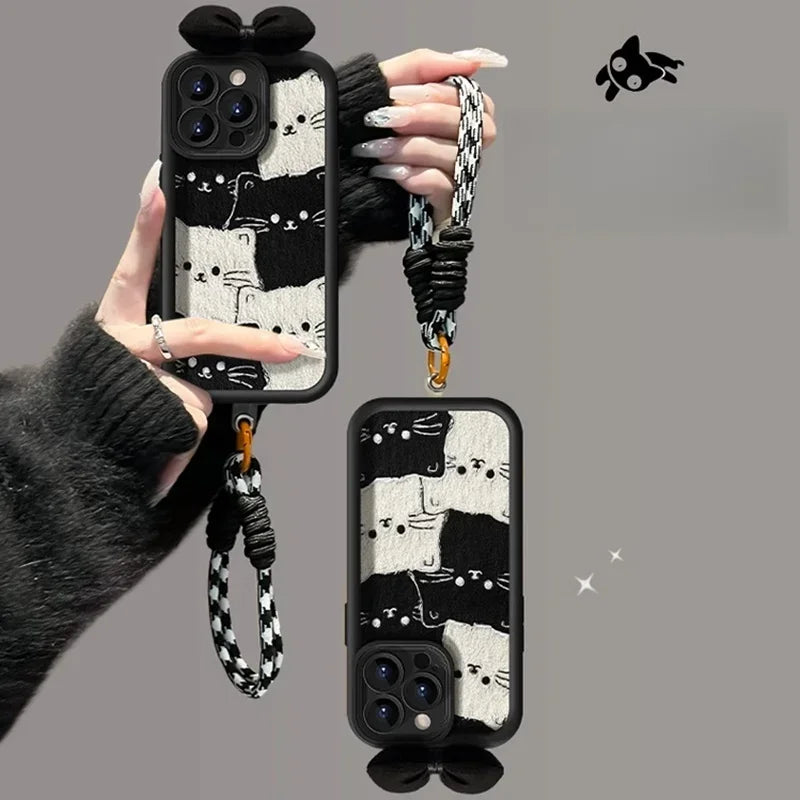 Cat Lanyard Case For Motorola Edge 50 Pro 60 Fusion 40 NEO 5G E14 G84 G60 G22 G32 G52 G30 G53 G15 G24 G05 G34 G75 G85 G54 G14