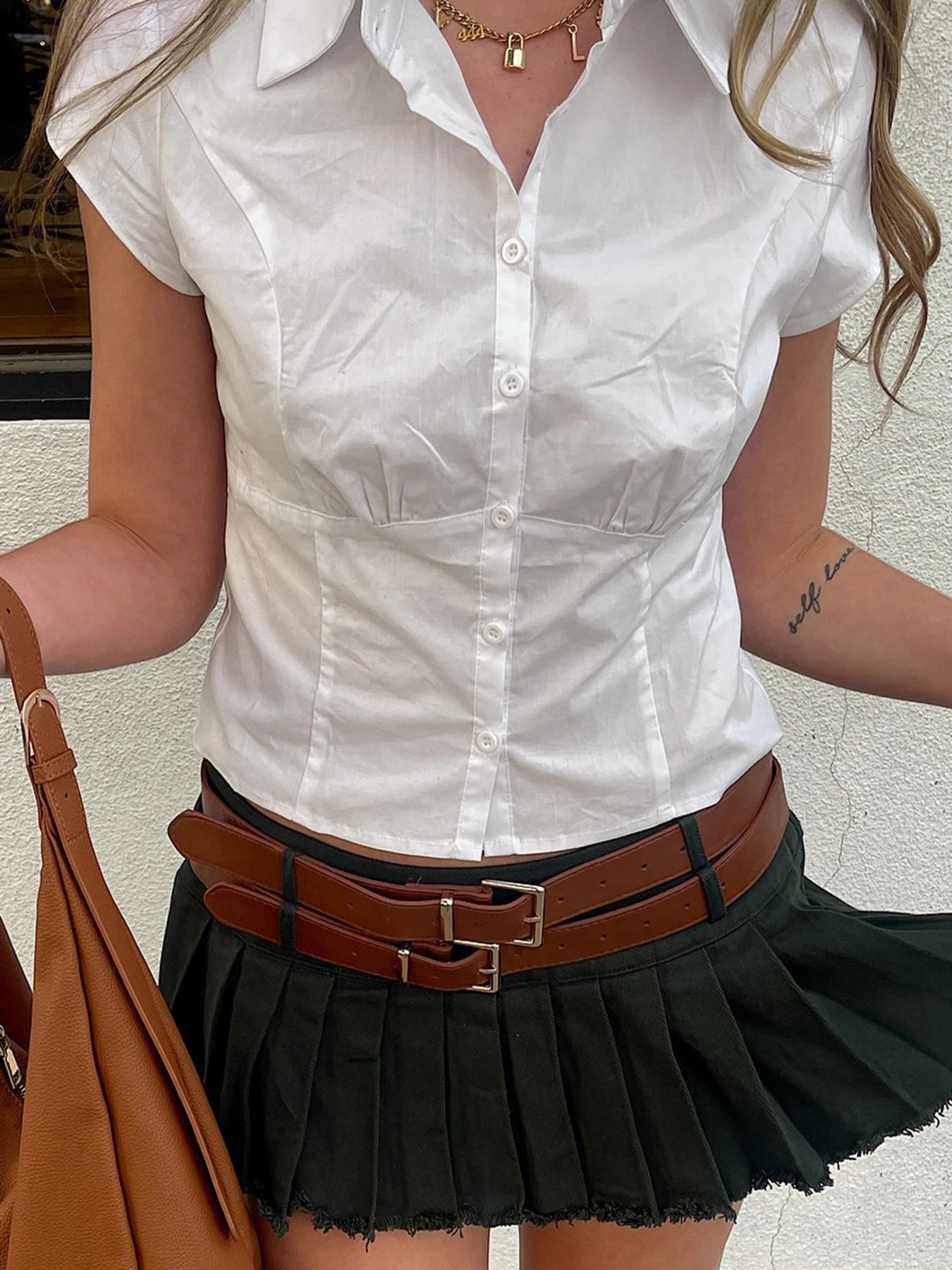 fashion Casual Solid White Crop Blouses for Women Fashion Turn-down Neck Shirts Streetwear Korean Y2K Button Up Clothings