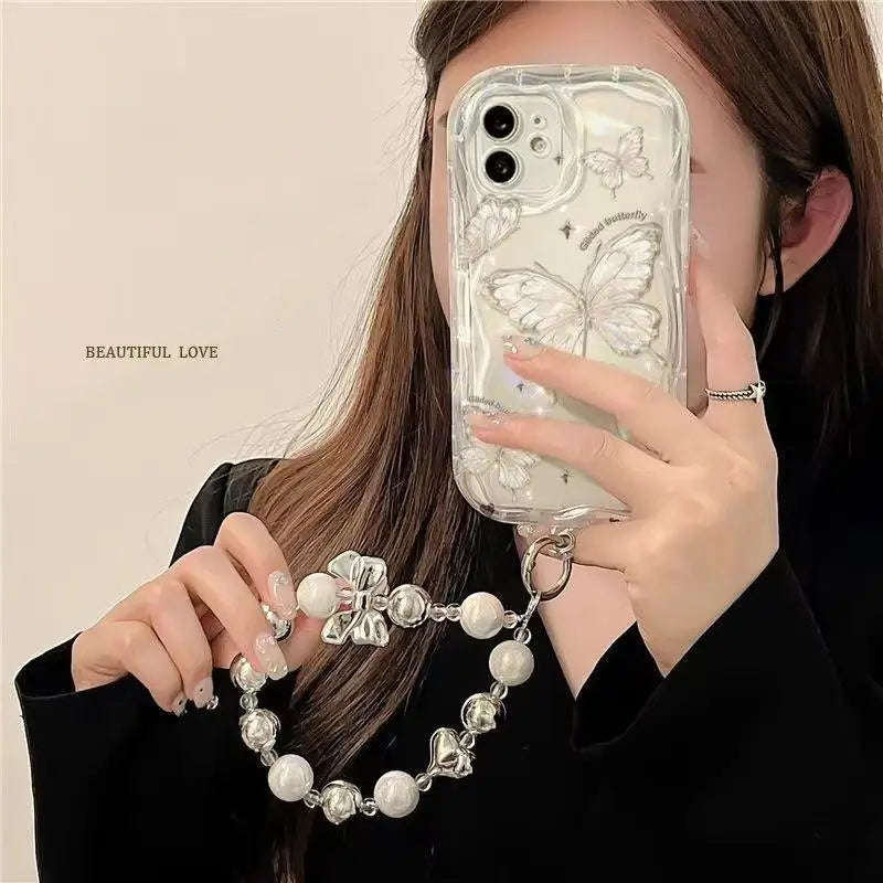 3D Flower Chain Lanyard Phone Case For Redmi Note 13 Pro Plus 5G 13C 4G Soft Wavy Edge Oil Painting Flowers Protective Cover