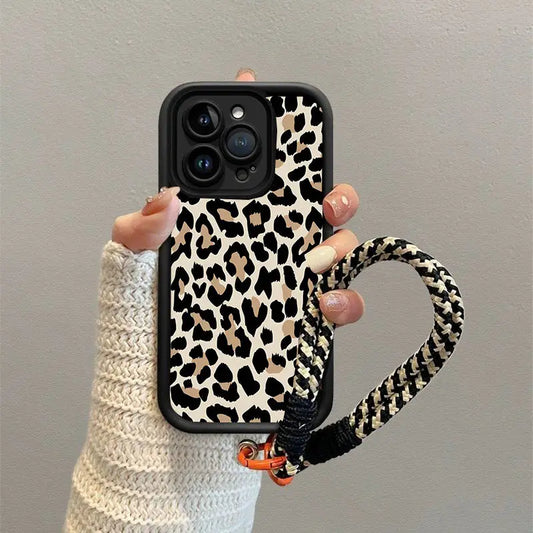 Leopard Print Hang Strap Phone Case For Xiaomi Redmi Note 13 Pro Plus 12 11 10 12S 11S 10S 9S 8 9 14C 13C 12C 10C 9A 9C Cover