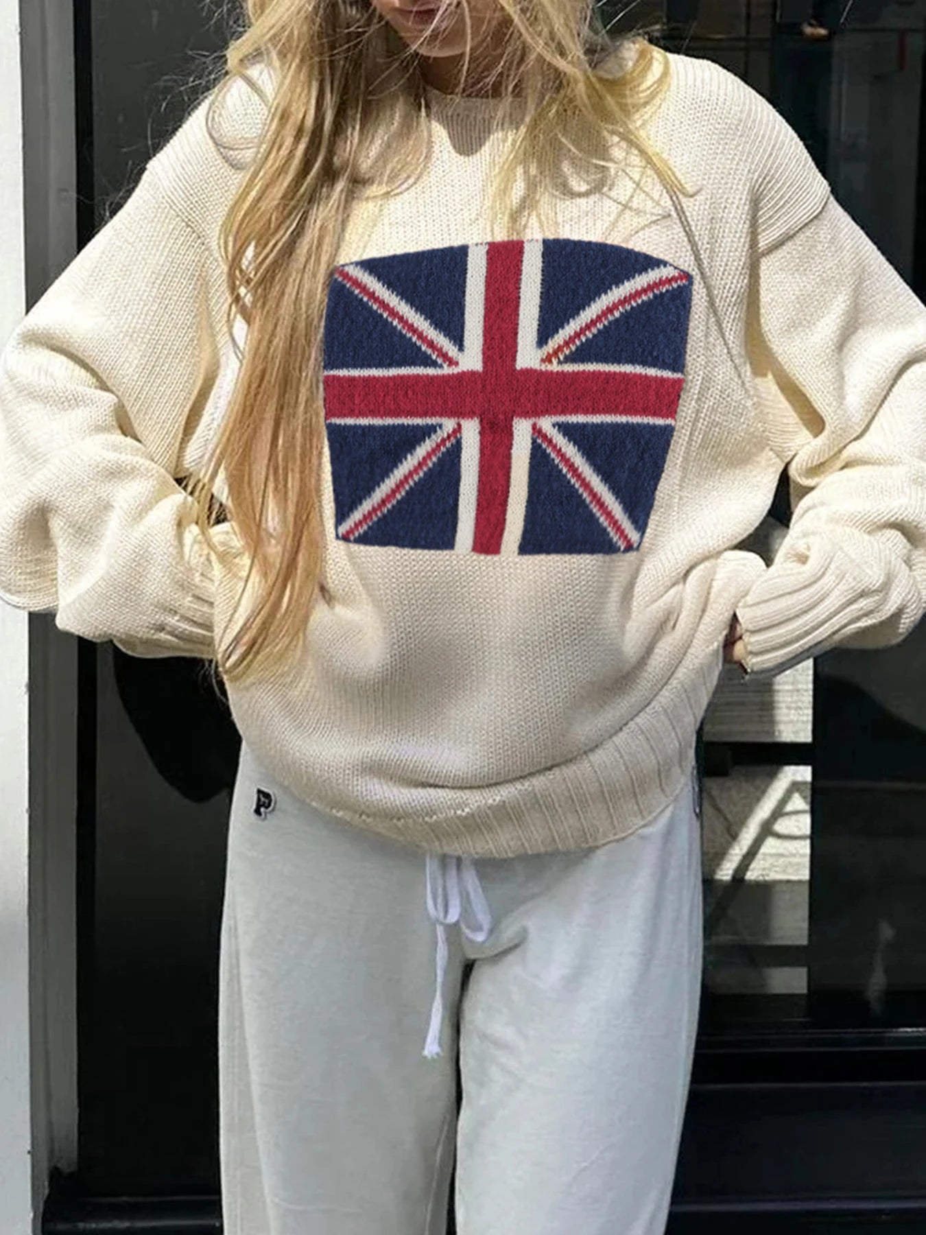 fashion Graphic Patchwork Knitted Sweaters Y2K Crewneck Fashion Loose Crochet Tops Autumn Vintage Casual Cute Pullovers