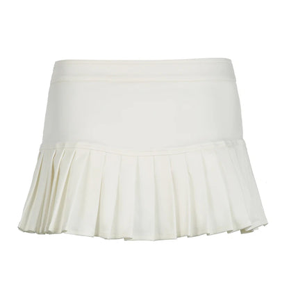 fashion Sexy Low Waisted Pleated Skirts for Women Solid Y2K Aesthetic Korean Bottoms Clubwear Fashion 90s Cute Outfits