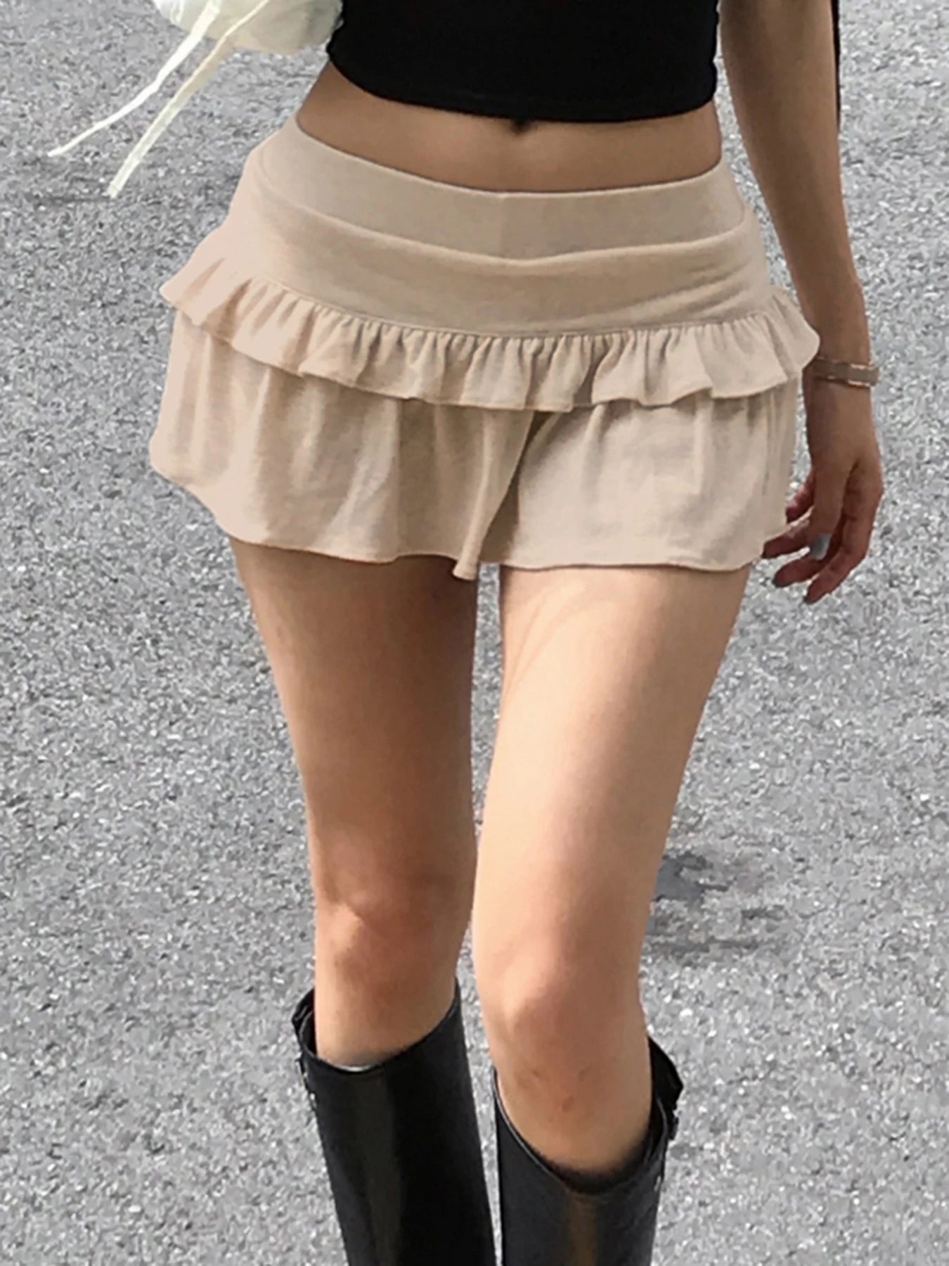 fashion Knitted Stringy Selvedge Short Skirts Vintage Chic Basic Streetwear Sexy Elastic Clothes Fashion Solid Bottoms