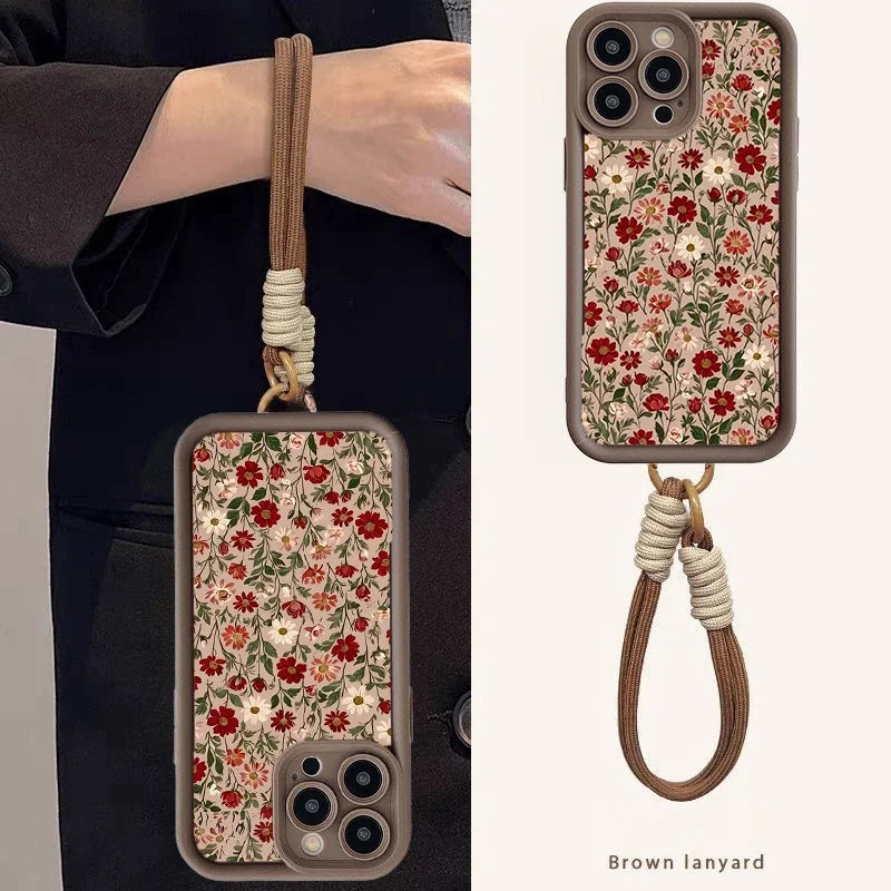 Flower Strap Hand Rope Silicone Case For Motorola Moto Edge 50 Pro 60 Fusion 40 NEO G84 G54 G75 G35 G85 5G G32 G52 G60 Cover