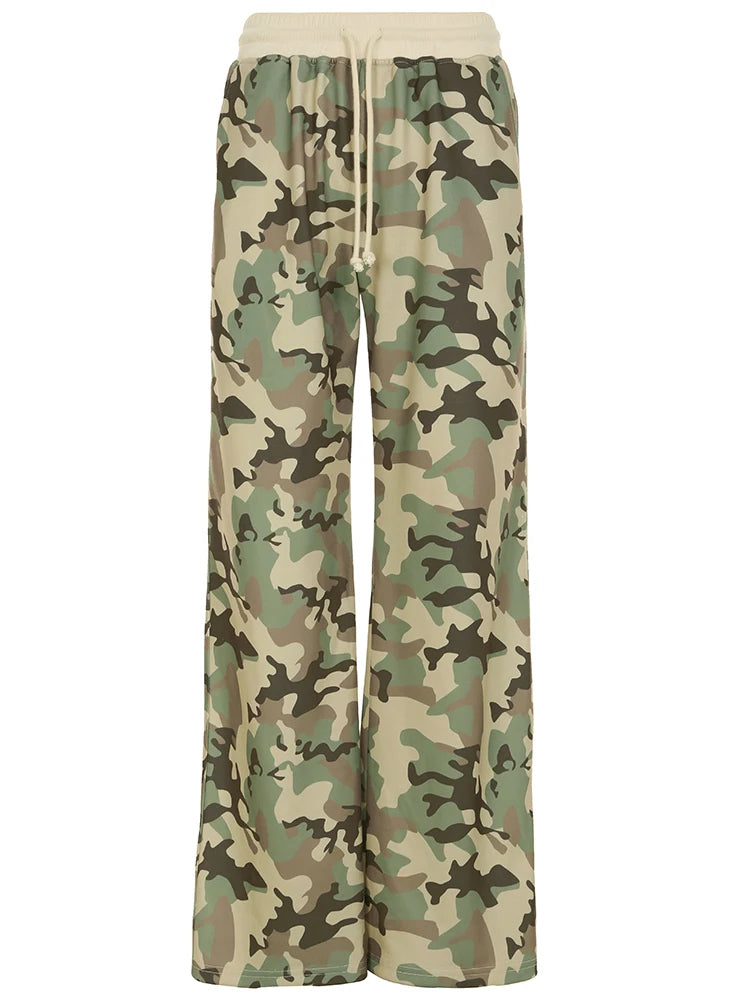 fashionLow Waisted Contrasting Camouflage Trousers Fashion Vintage Loose Pants Streetwear Casual Cute Women's Bottoms