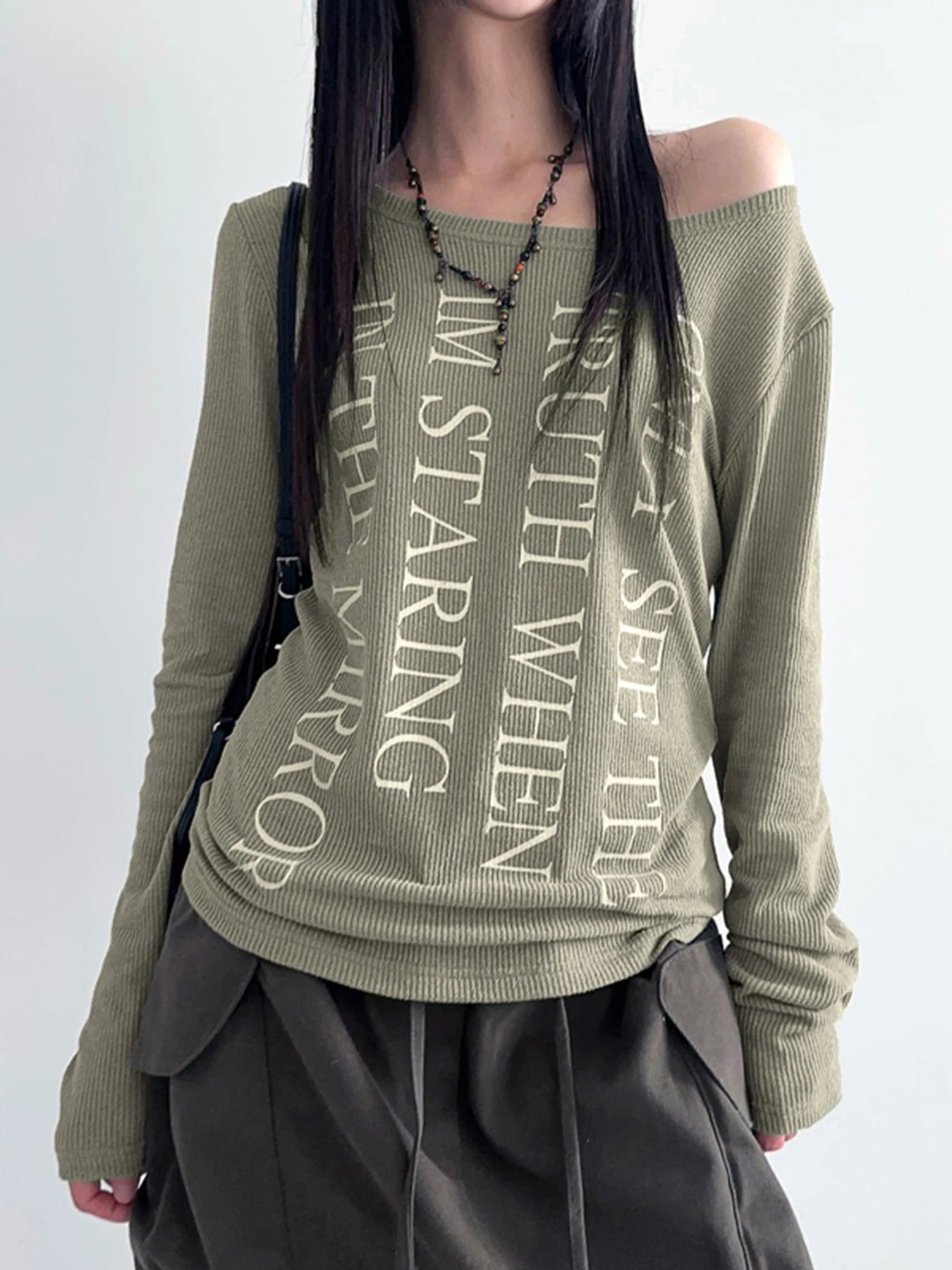 fashion Letter Print Casual Streetwear Shirts for Women Long Sleeves Aesthetic   Slim Cute Sexy Fashion Clothes