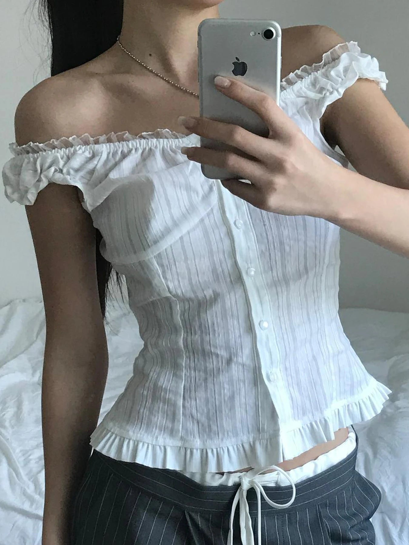 fashion Lace-up Solid Sexy Button Tees Slim Casual All-match Harajuku Fashion Women's Top Korean Style Aesthetic Clothings